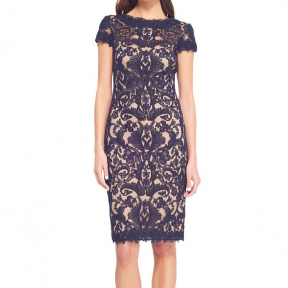 navy blue and nude dress